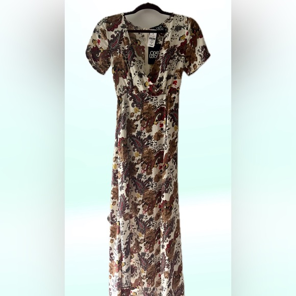FALL Wedding Guest Dress. One Way LF Pattern Formal Maxi Dress with Slit NWT - Picture 4 of 9
